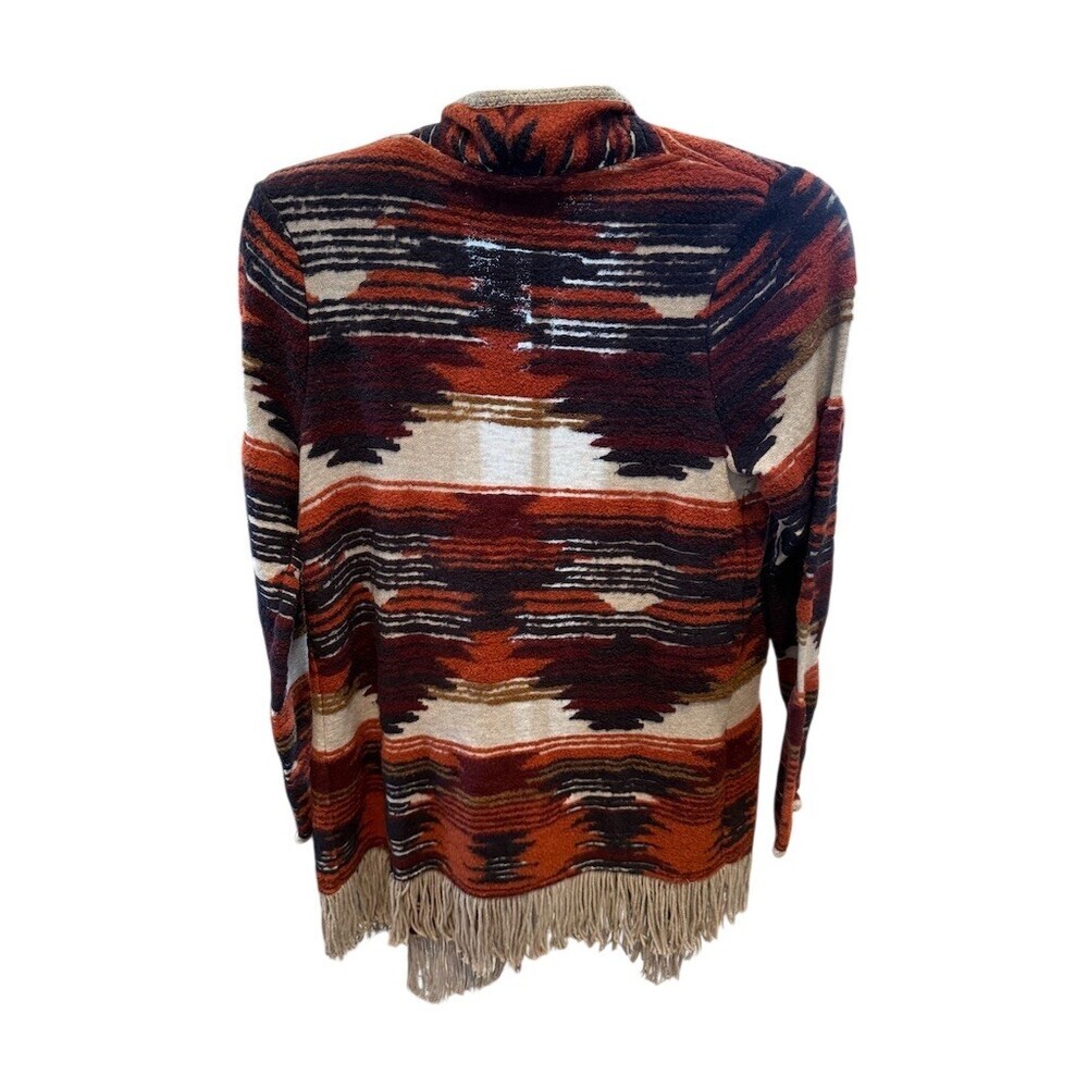 Lucky Brand Womens XL Multicolor Aztec Fringe Cardigan Sweater - Picture 4 of 7